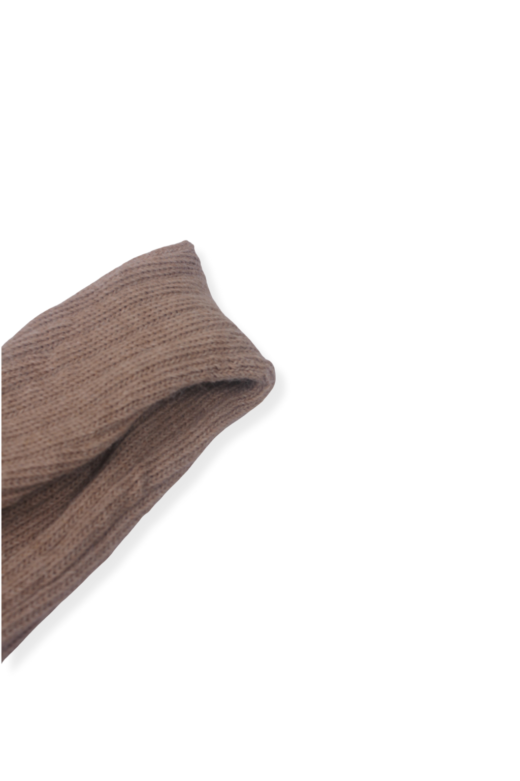 half british alpaca lounge sock in brown, folded neatly on a white background to highlight the ribbed texture and soft alpaca knit