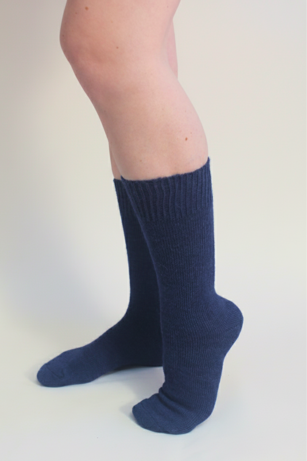 half british Everyday Alpaca Sock in Navy, soft luxury sock crafted from fine Peruvian alpaca wool, photographed on a white background